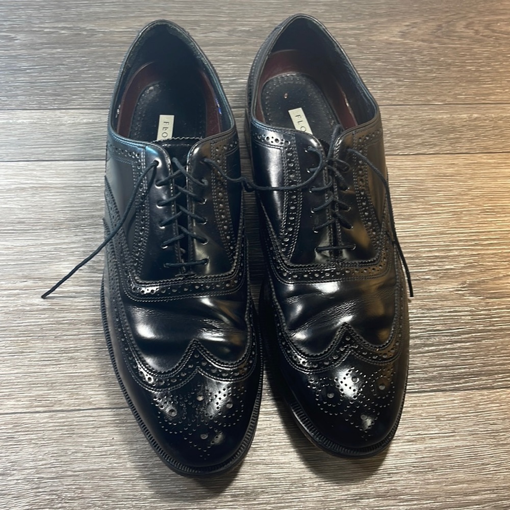 Florsheim black leather oxfords mens size 11.5 (f123)